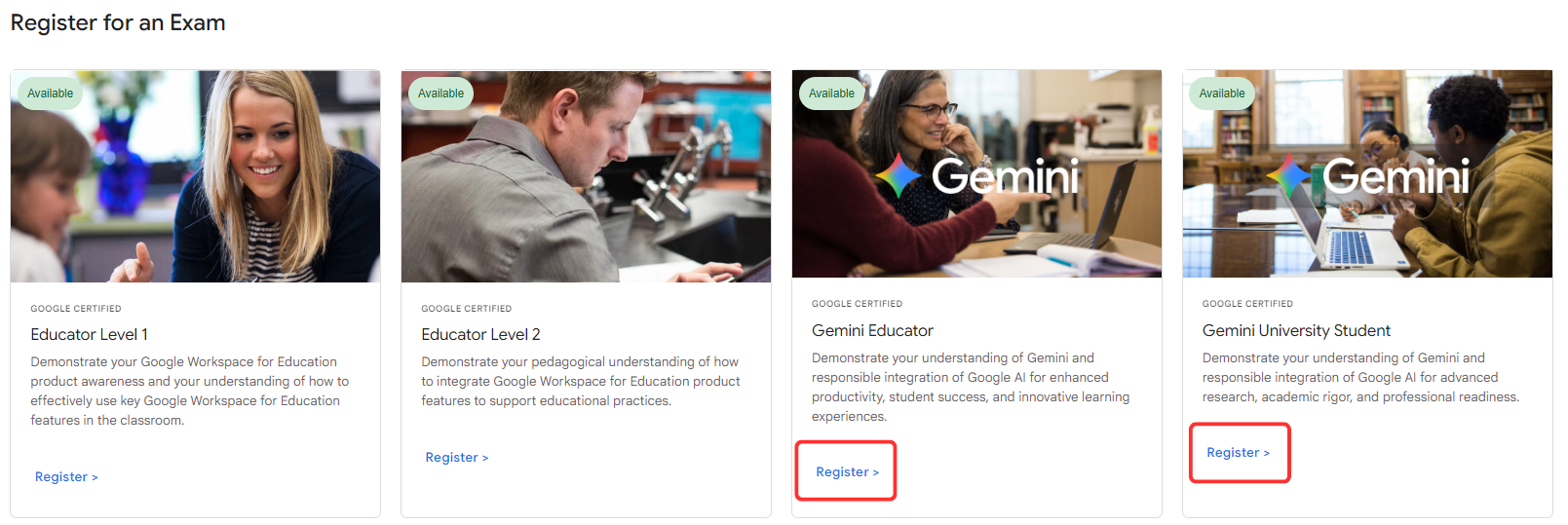 Tìm mục Gemini Educator nếu là giáo viên Chọn Gemini University Student nếu đang là sinh viên