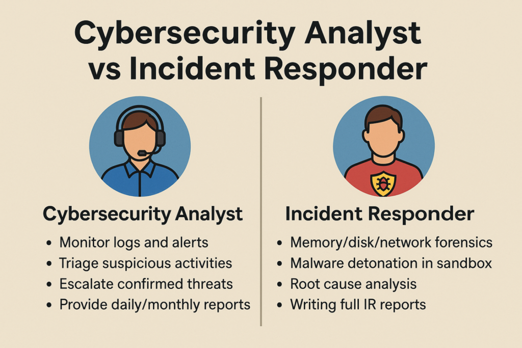 So sánh Cybersecurity Analyst và Incident Responder