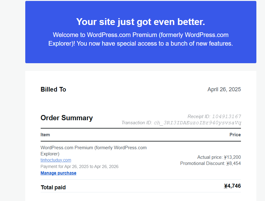 Kết quả áp dụng mã giảm giá thành công